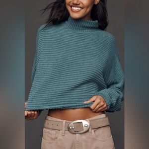 Pilcro‎ Cozy Ribbed Turtleneck Batwing Pullover Blue Size Large